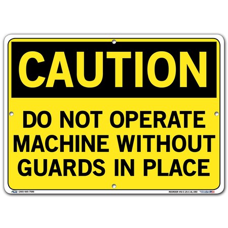Vestil Aluminum Sign, 10-1/2" Height, 14-1/2" Width, Aluminum, Rectangle, English SI-C-25-C-AL-080